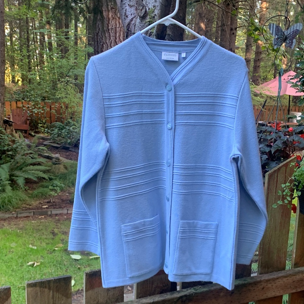 Coldwater Creek Baby Blue Button Down Sweater